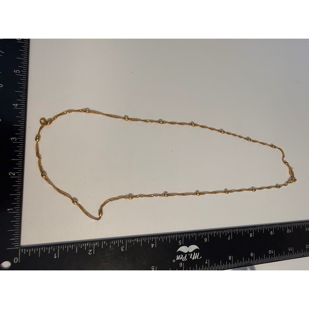 Napier Gold Tone Twisted Rope Chain Necklace with Polished Beads 18 Inch Vintage